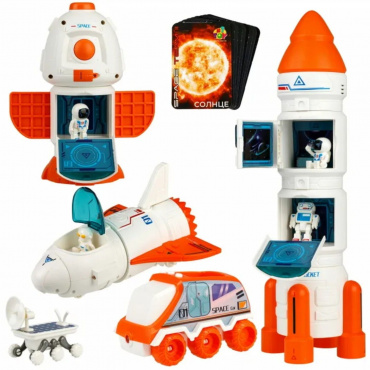 Т24298 1toy Space Team II 4 в1 Космический набор ( ракета, косм. станция, шаттл, планетоход, 3 косм)